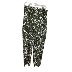 ANNE KLEIN Pants Womens Medium Safari Print, Green And White.